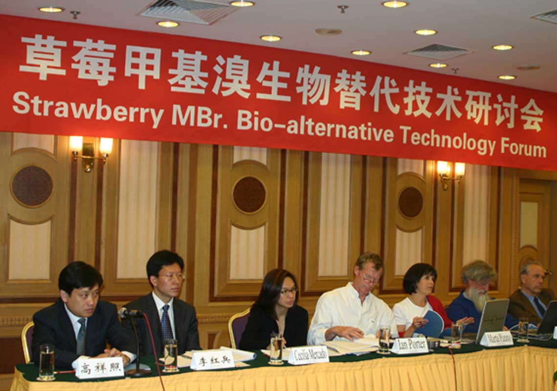 聯(lián)合國環(huán)境署、聯(lián)合國工發(fā)組織等機(jī)構(gòu)出席了我公司舉行的草莓甲基溴生物替代技術(shù)研討會